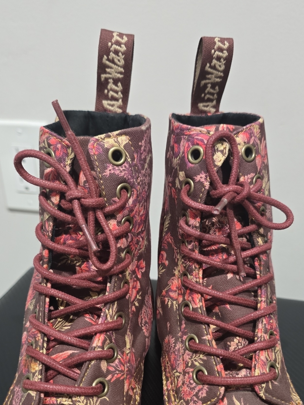 Dr. Martens 1460 Beckett Cherry Red Jouy Floral Canvas Boot, 8, Like New - Picture 12 of 16